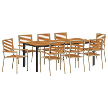 vidaXL Salon de jardin à dîner 9 pcs Beige et marron Résine tressée