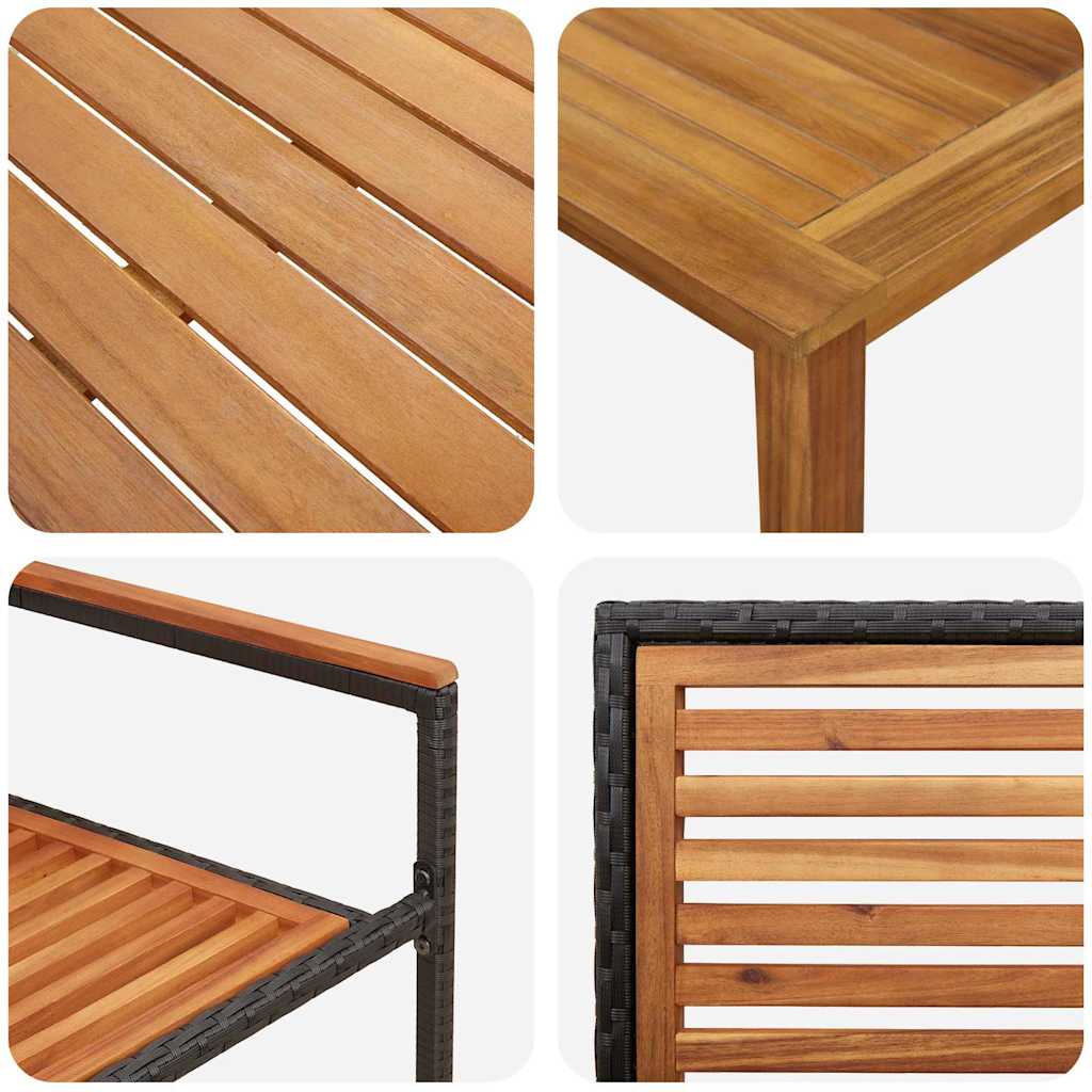 vidaXL Garten Essgruppe 5 pcs Schwarz Massivholz Akazie