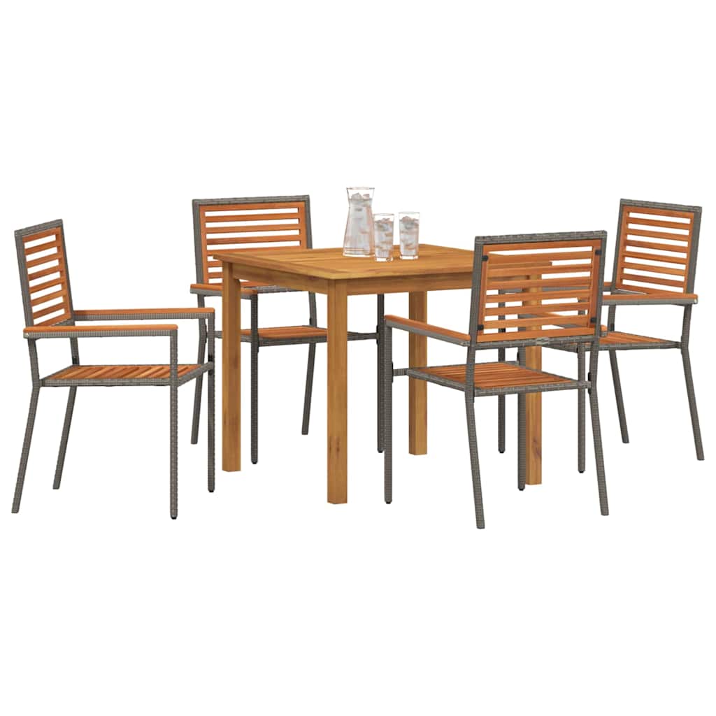 Garten Essgruppe 5 pcs Grau Massivholz Akazie