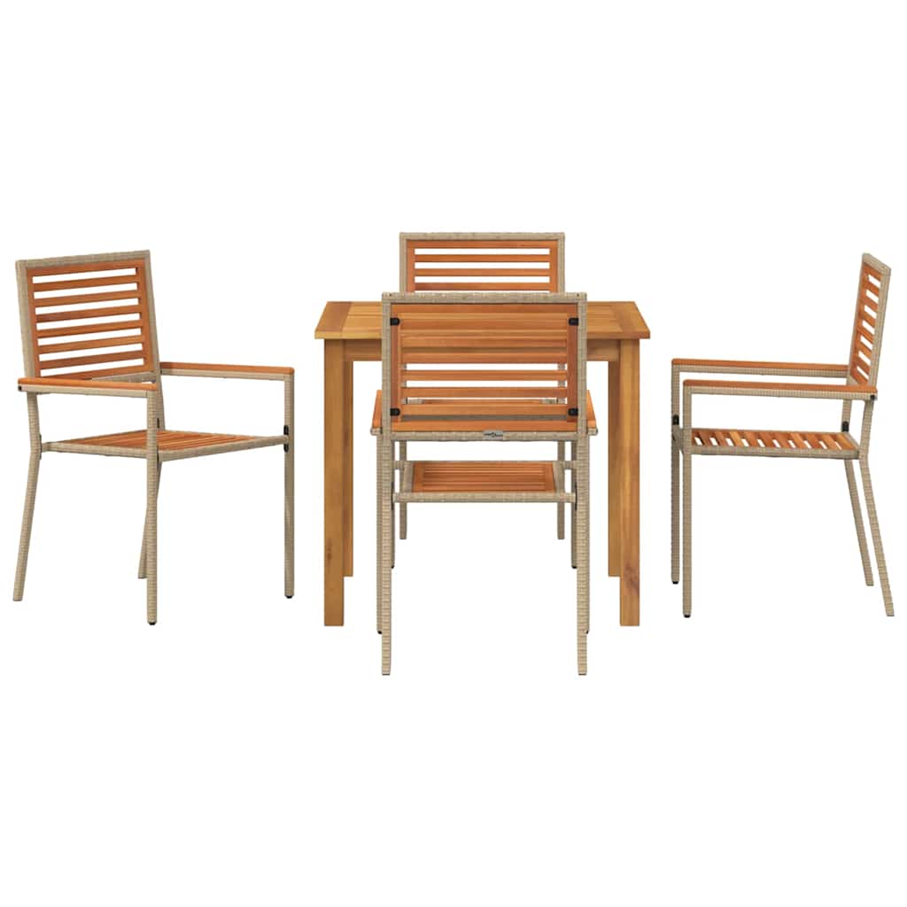 vidaXL Garten Essgruppe 5 pcs Beige Massivholz Akazie