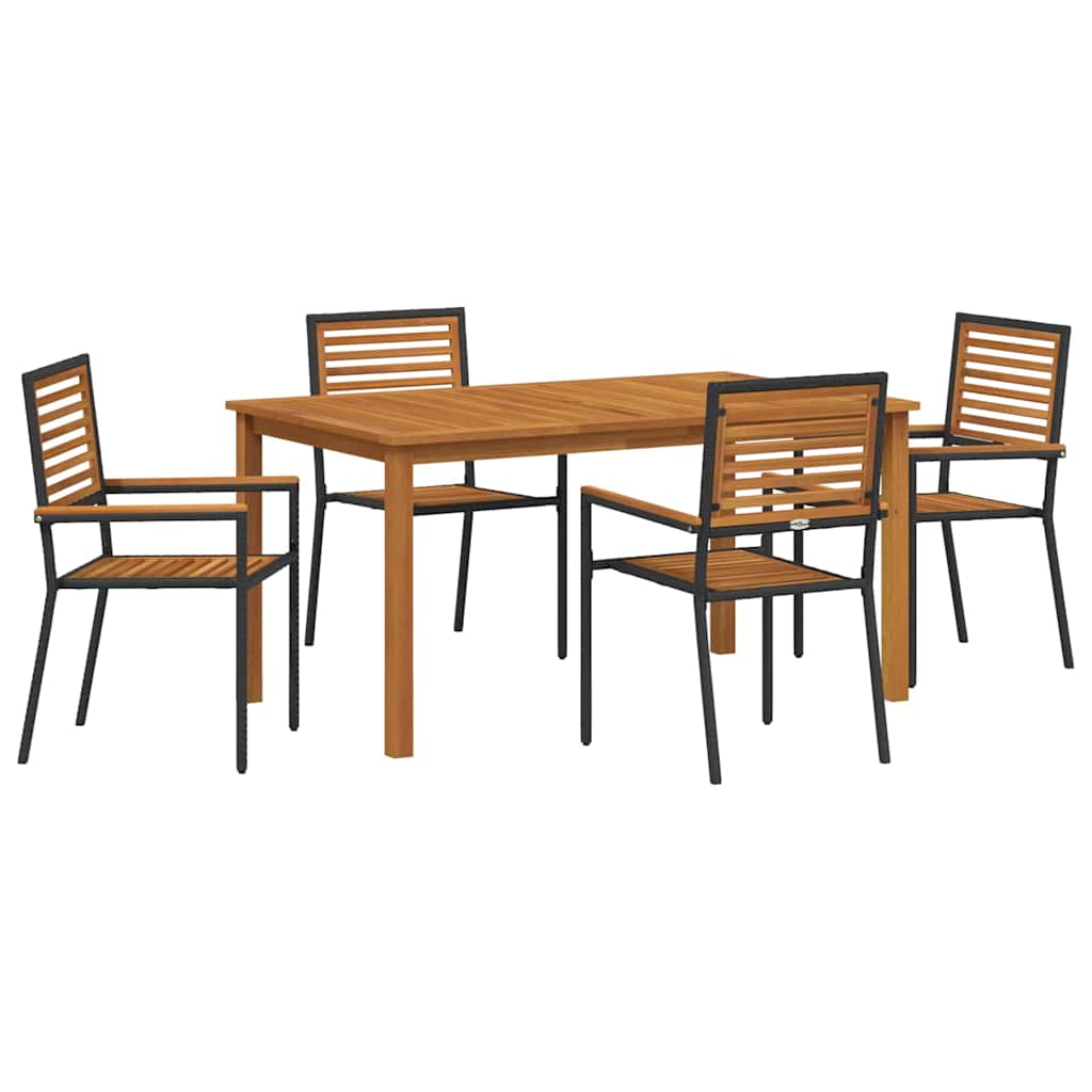 Garten Essgruppe 5 pcs Schwarz Massivholz Akazie