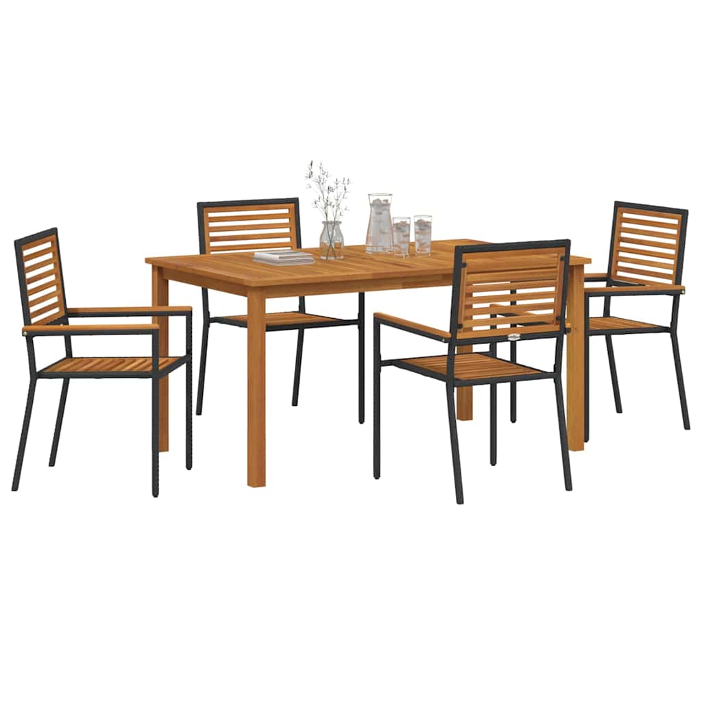 Garten Essgruppe 5 pcs Schwarz Massivholz Akazie