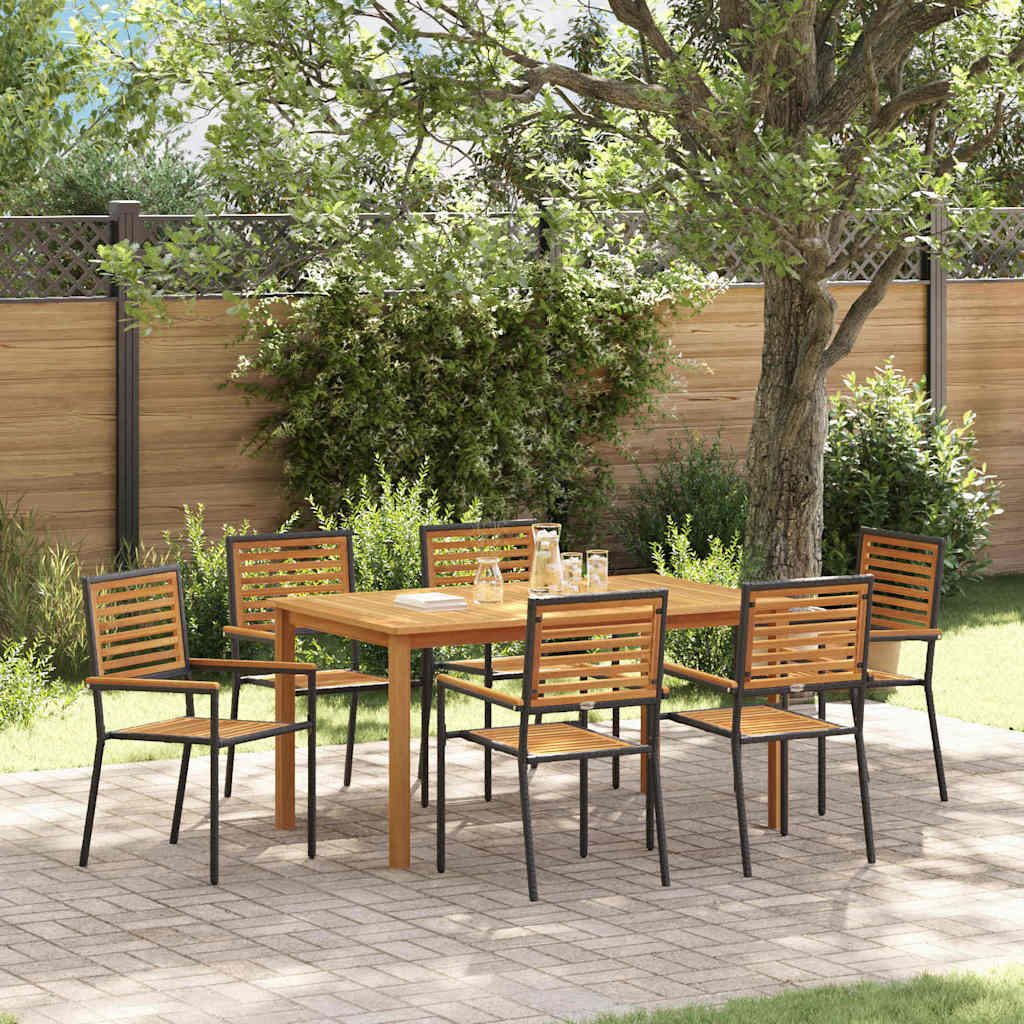 Garten Essgruppe 7 pcs Schwarz Massivholz Akazie