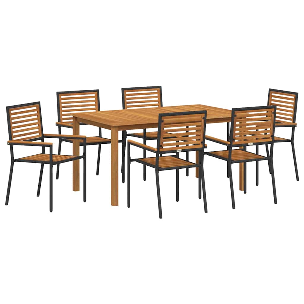 Garten Essgruppe 7 pcs Schwarz Massivholz Akazie