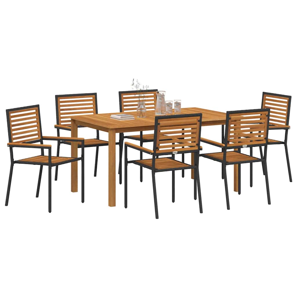 Garten Essgruppe 7 pcs Schwarz Massivholz Akazie
