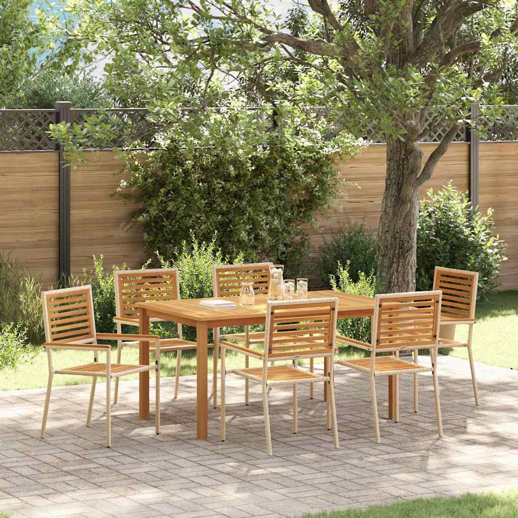 Garten Essgruppe 7 pcs Beige Massivholz Akazie