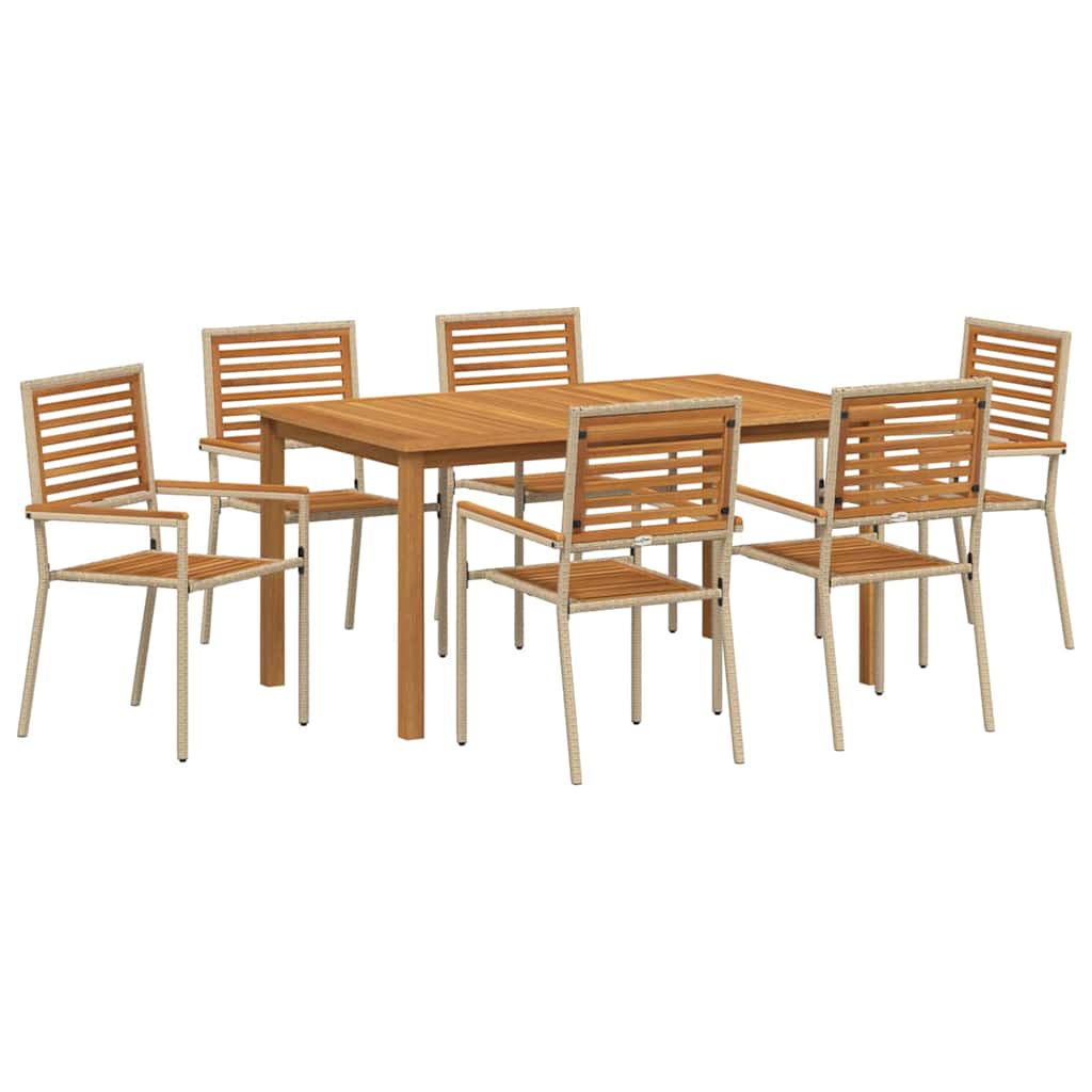 Garten Essgruppe 7 pcs Beige Massivholz Akazie