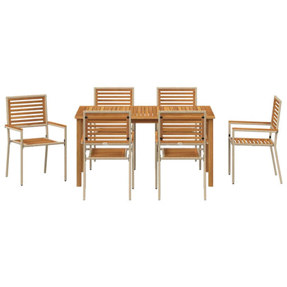 Garten Essgruppe 7 pcs Beige Massivholz Akazie
