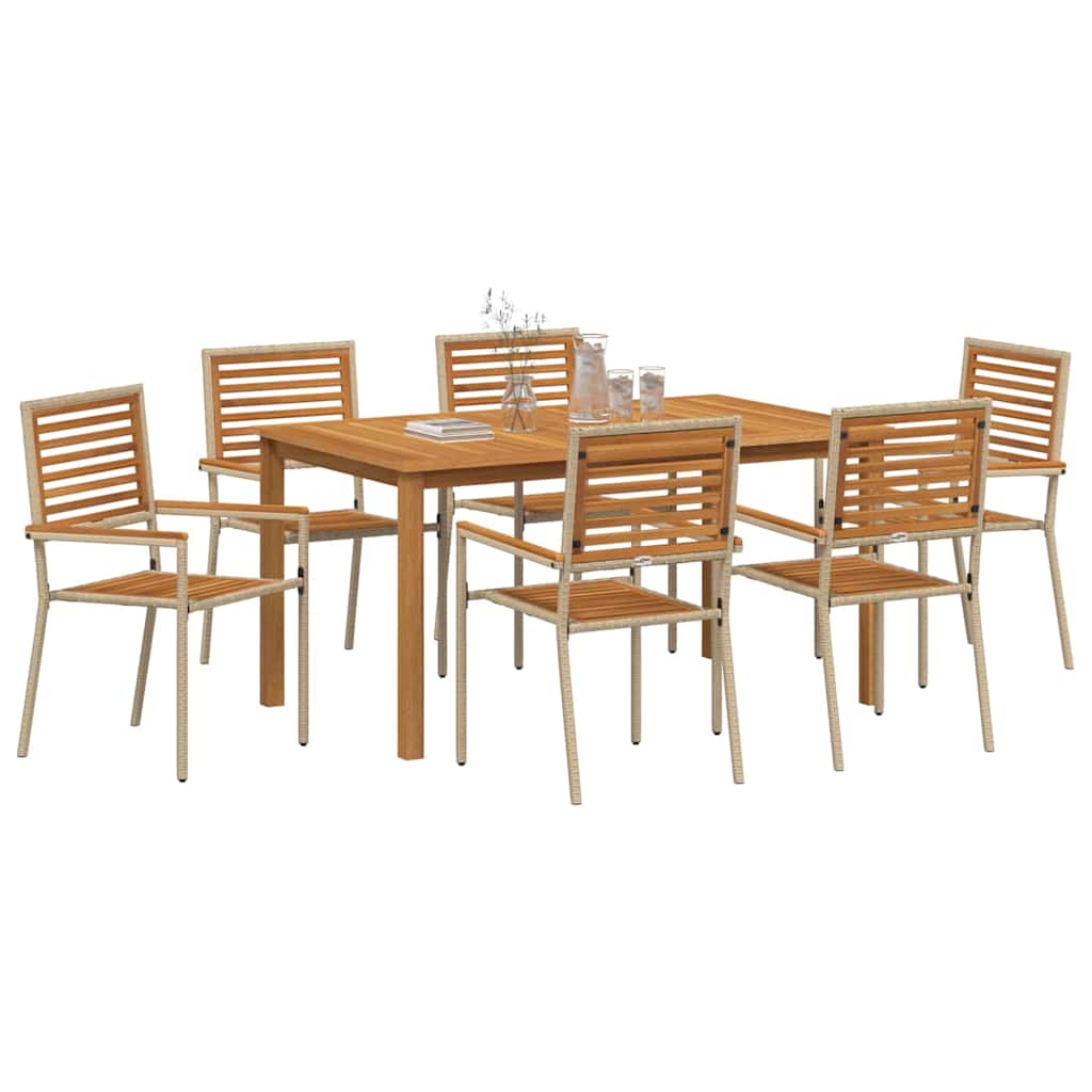 Garten Essgruppe 7 pcs Beige Massivholz Akazie
