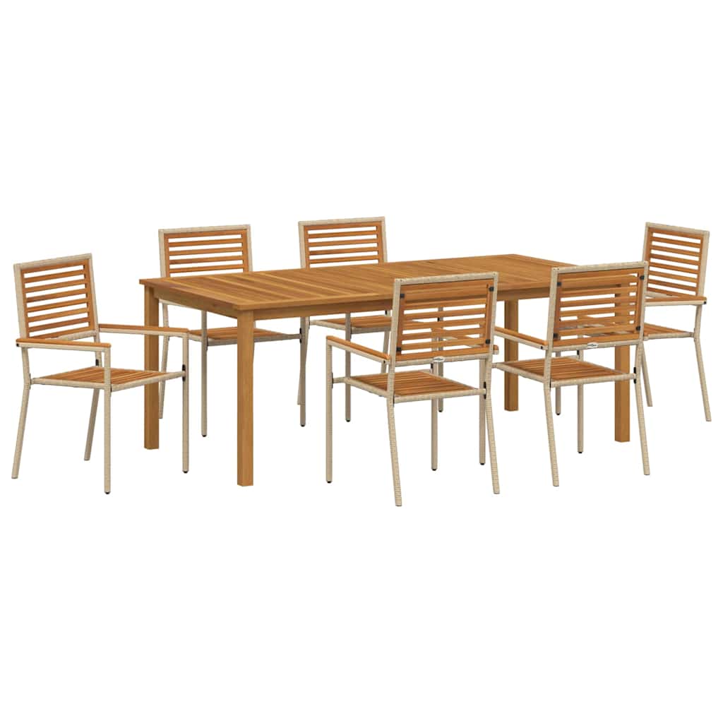 Garten Essgruppe 7 pcs Beige Massivholz Akazie
