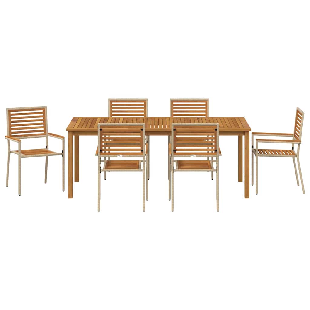 Garten Essgruppe 7 pcs Beige Massivholz Akazie