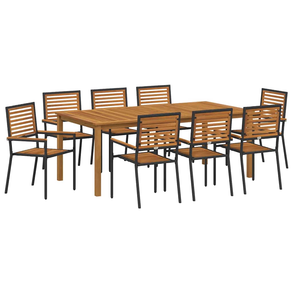 Garten Essgruppe 9 pcs Schwarz Massivholz Akazie