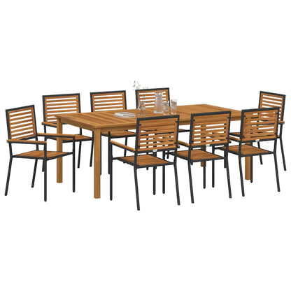 Garten Essgruppe 9 pcs Schwarz Massivholz Akazie