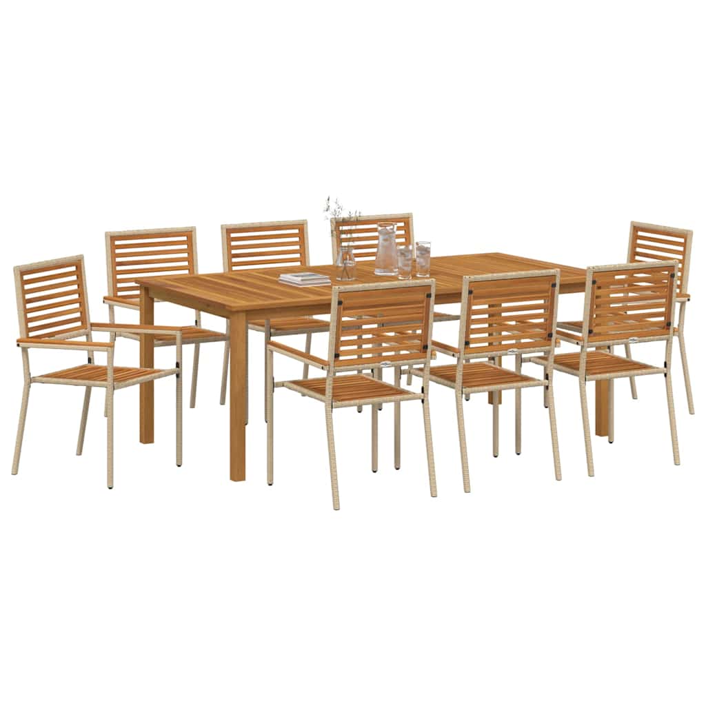 Garten Essgruppe 9 pcs Beige Massivholz Akazie