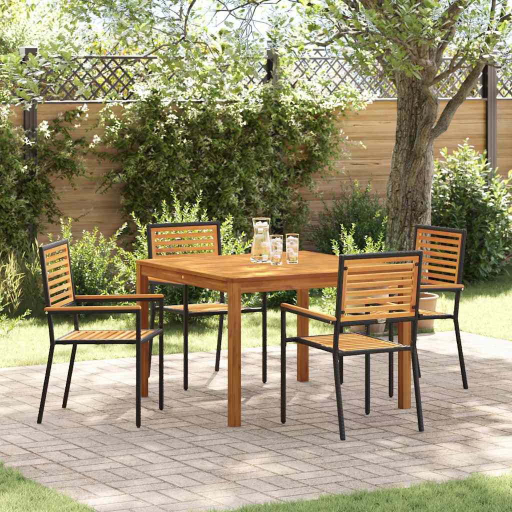 Garten Essgruppe 5 pcs Schwarz Massivholz Akazie