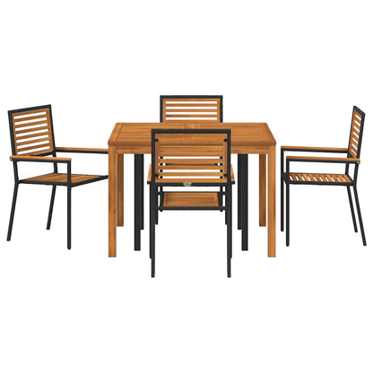 Garten Essgruppe 5 pcs Schwarz Massivholz Akazie