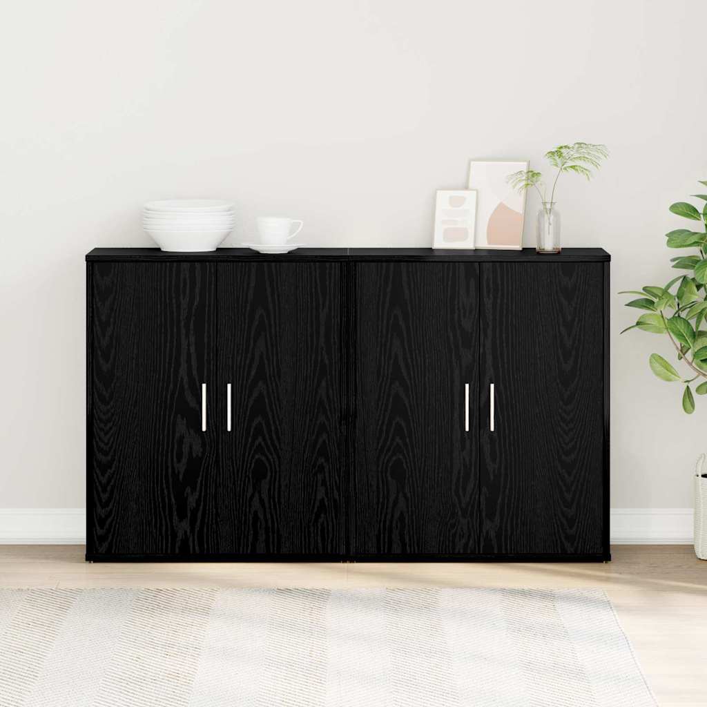 Sideboard 2 pcs Schwarz Eichen-Optik 60 x 31 x 70 cm