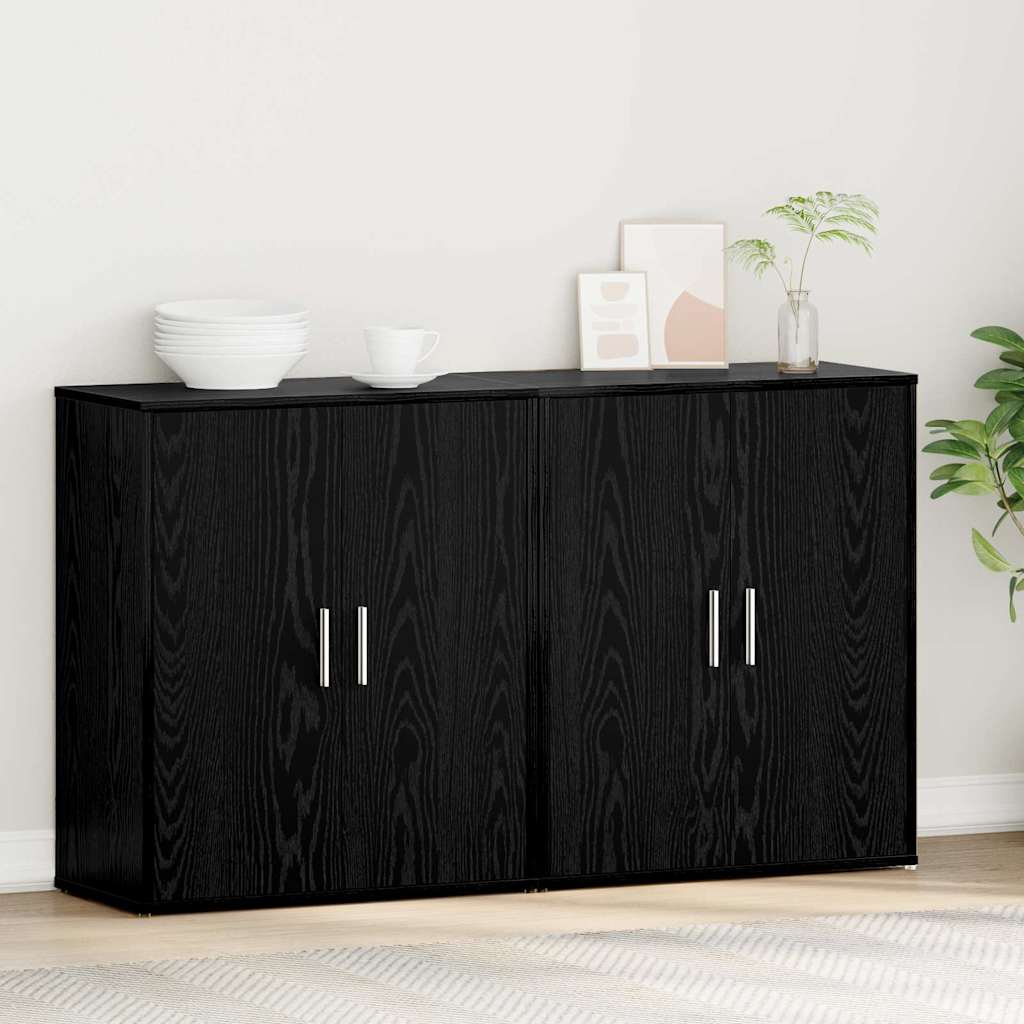 Sideboard 2 pcs Schwarz Eichen-Optik 60 x 31 x 70 cm