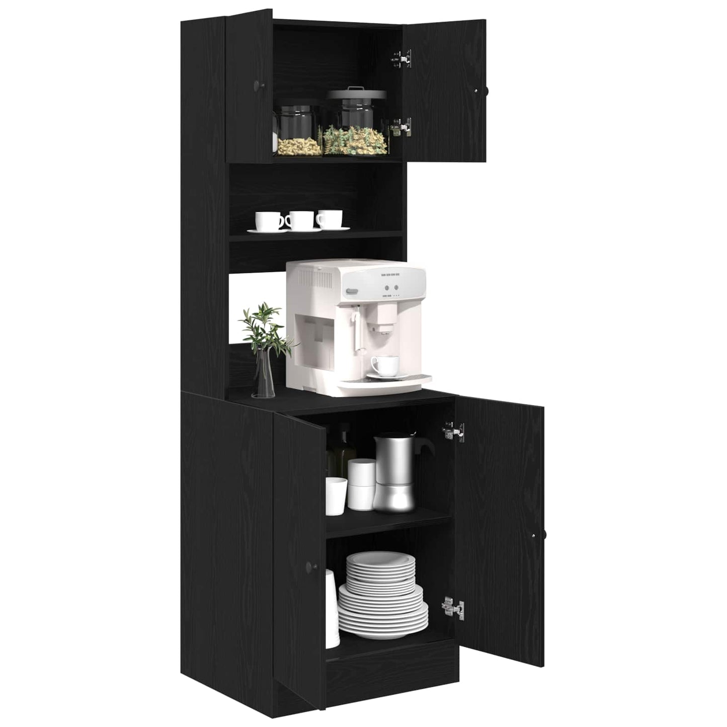 vidaXL Küchenbuffet 2 pcs Schwarz Eichen-Optik 60 x 50 x 180 cm