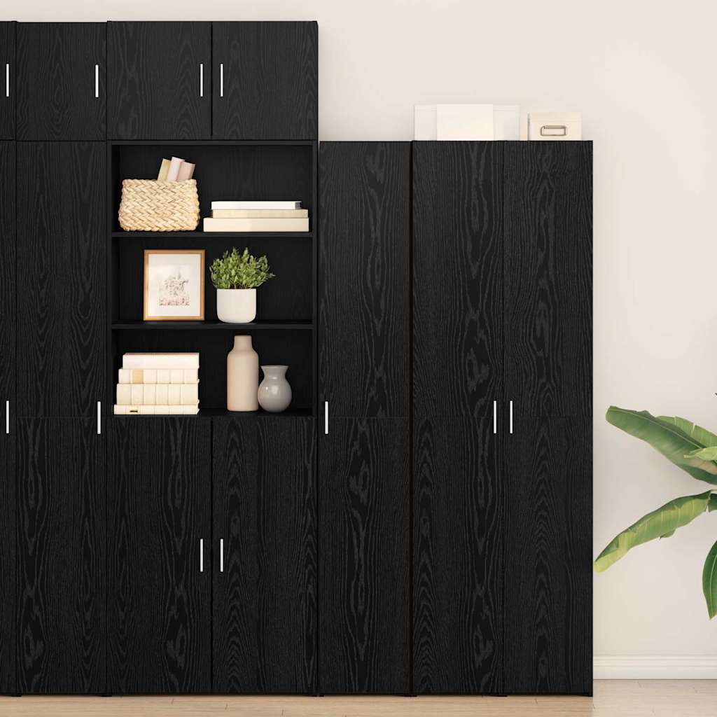 vidaXL Meuble haut 2 pcs Noir aspect chêne 30 x 42,5 x 185 cm