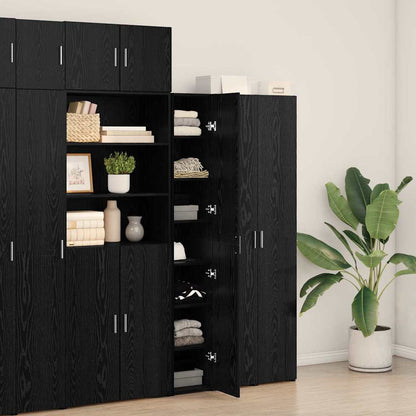 vidaXL Meuble haut 2 pcs Noir aspect chêne 30 x 42,5 x 185 cm