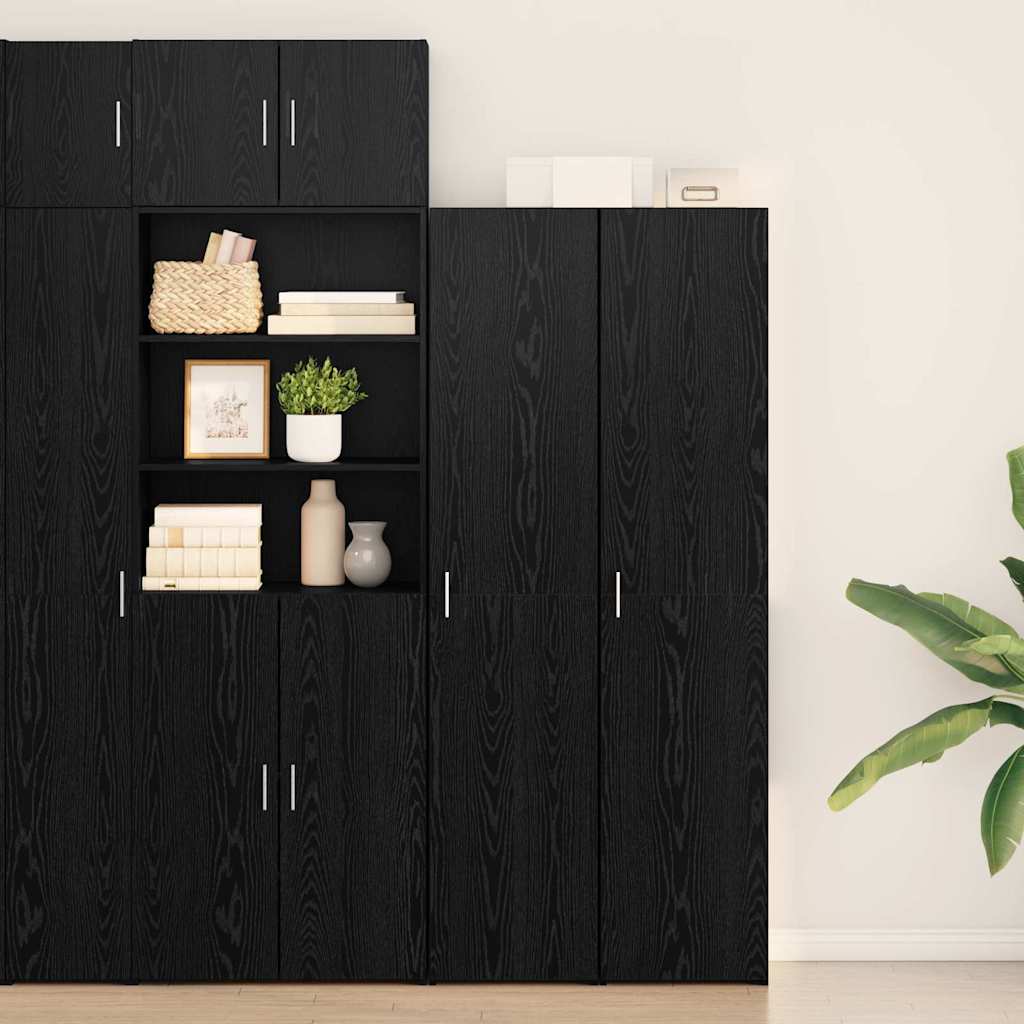 vidaXL Highboard noir aspect chêne 40 x 42,5 x 185 cm