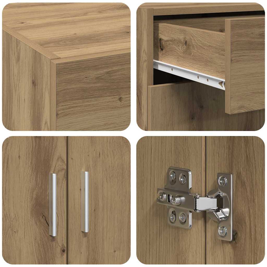 vidaXL Meuble de salle de bain chêne artisan 80 x 42,5 x 93,5 cm aggloméré