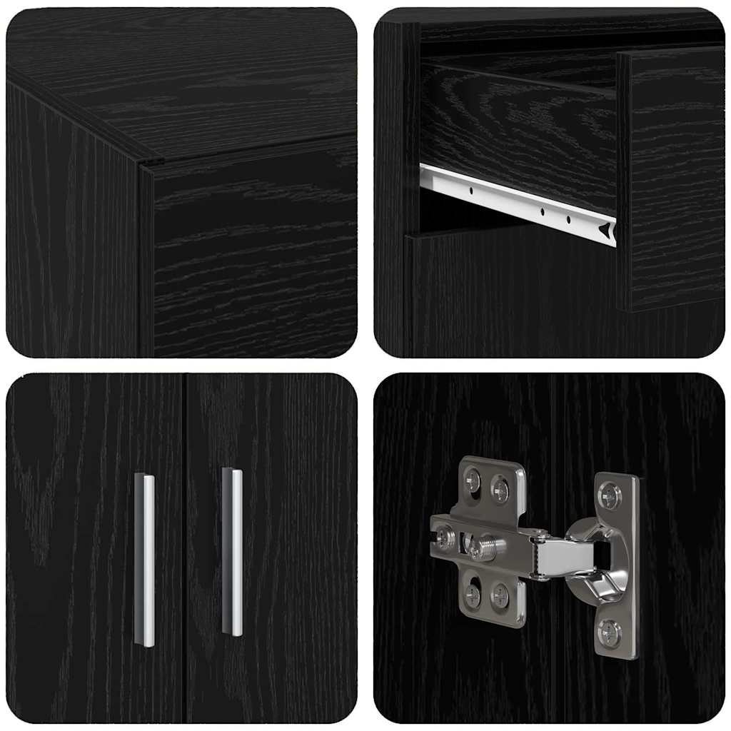 vidaXL Meuble de salle de bain noir aspect chêne 80 x 42,5 x 93,5 cm