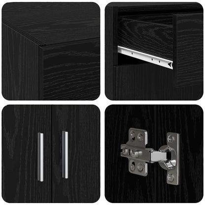vidaXL Meuble de salle de bain noir aspect chêne 80 x 42,5 x 93,5 cm