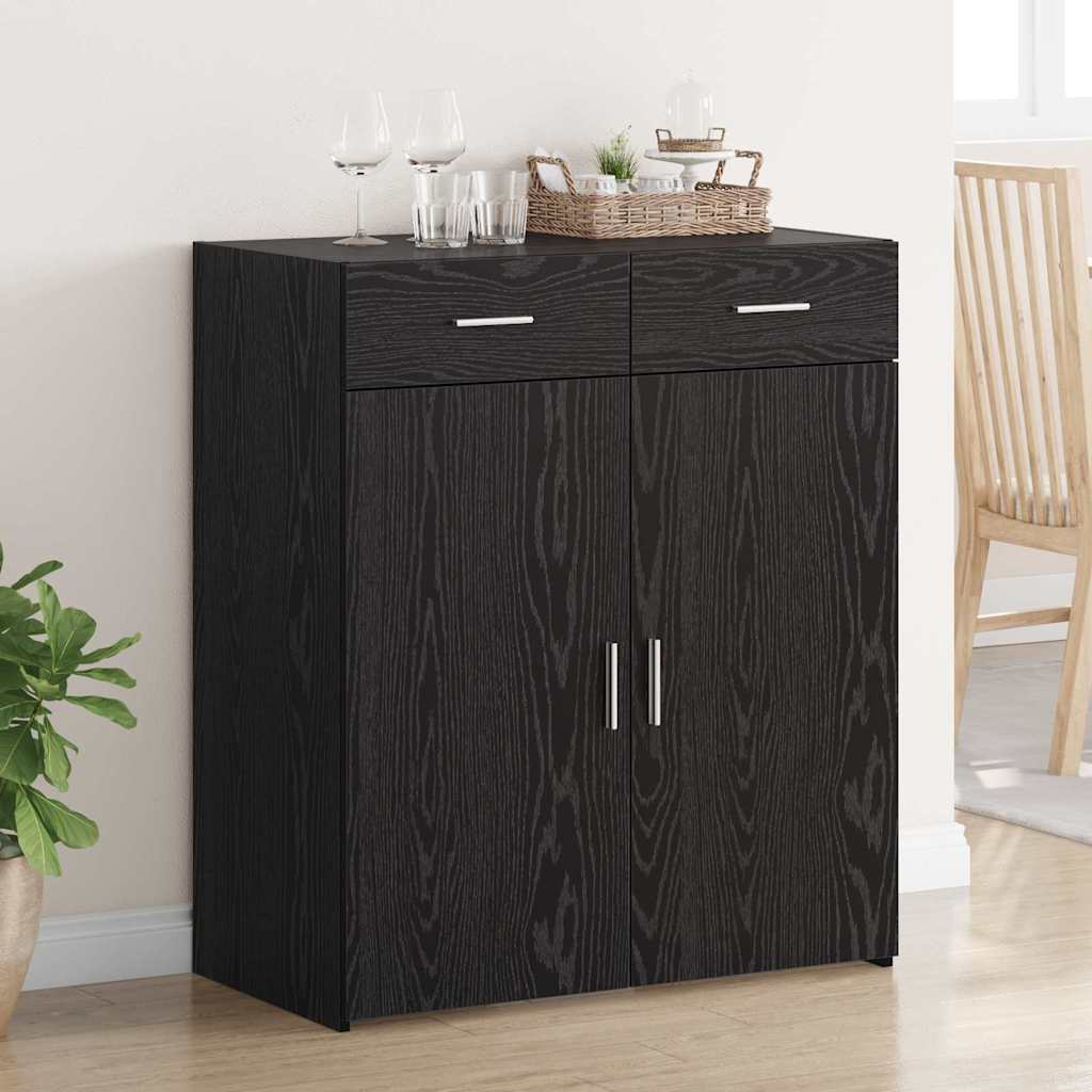 vidaXL Meuble de salle de bain noir aspect chêne 80 x 42,5 x 93,5 cm