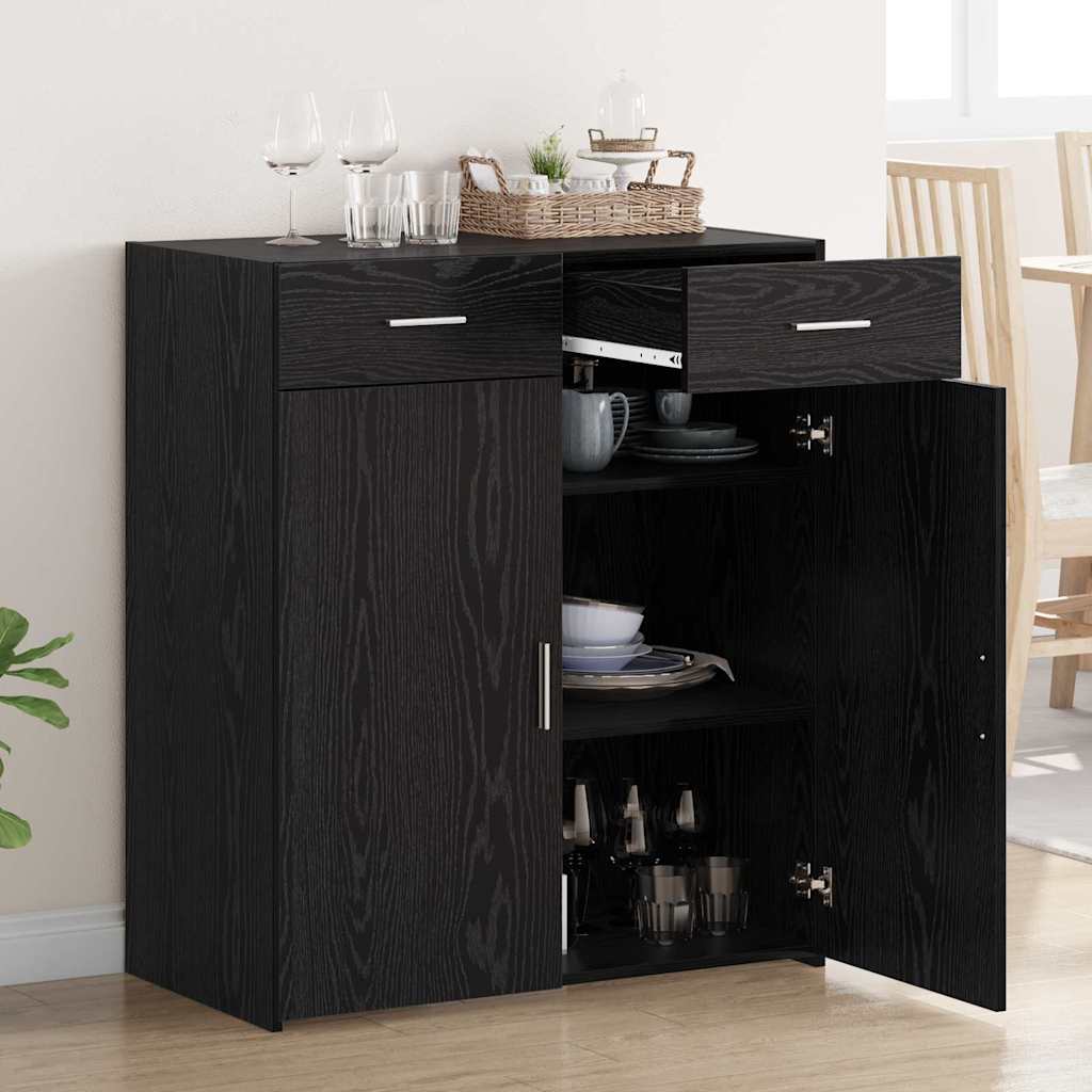 vidaXL Meuble de salle de bain noir aspect chêne 80 x 42,5 x 93,5 cm
