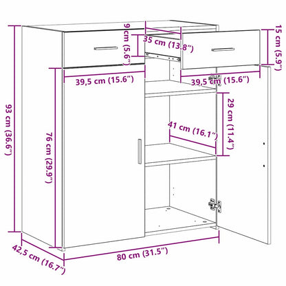 vidaXL Meuble de salle de bain noir aspect chêne 80 x 42,5 x 93,5 cm