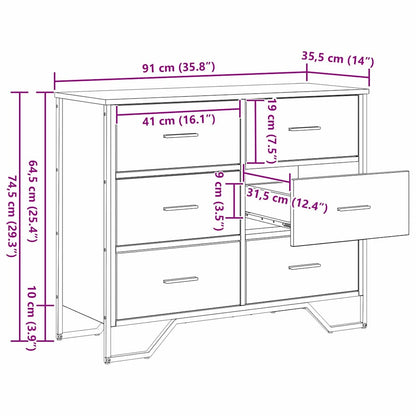Kommode mit Schubladen 2 pcs Altholz 91 x 35,5 x 74,5 cm