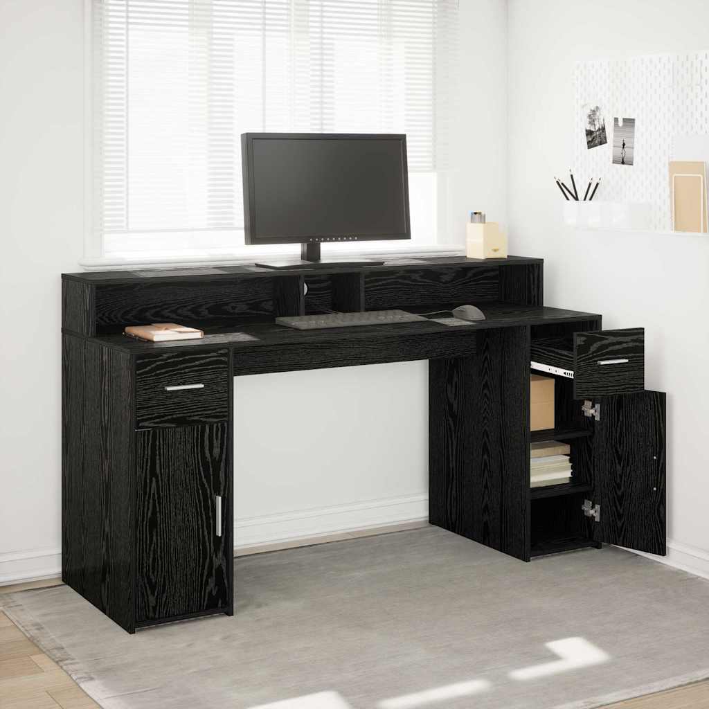 vidaXL Schreibtisch Schwarze Eiche 160 x 55 x 91 cm Holzwerkstoff