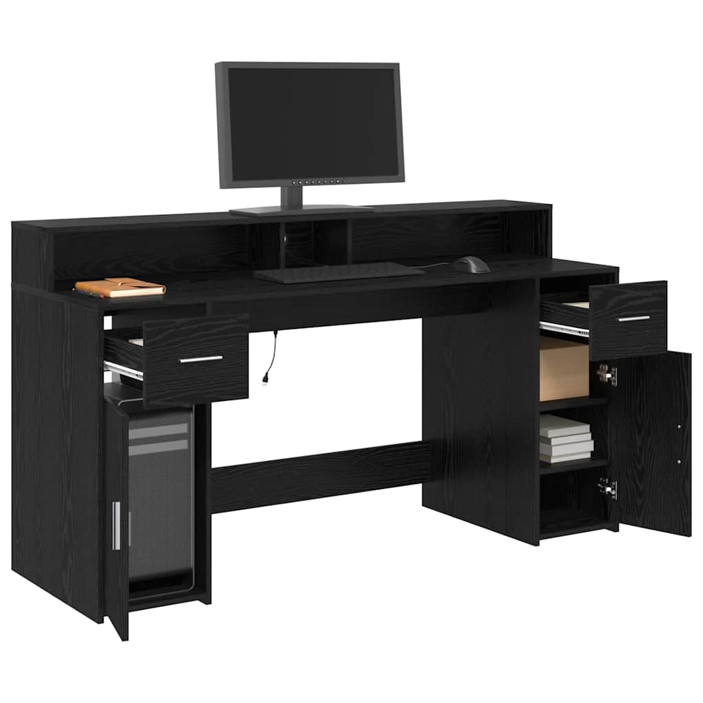 vidaXL Schreibtisch Schwarze Eiche 160 x 55 x 91 cm Holzwerkstoff