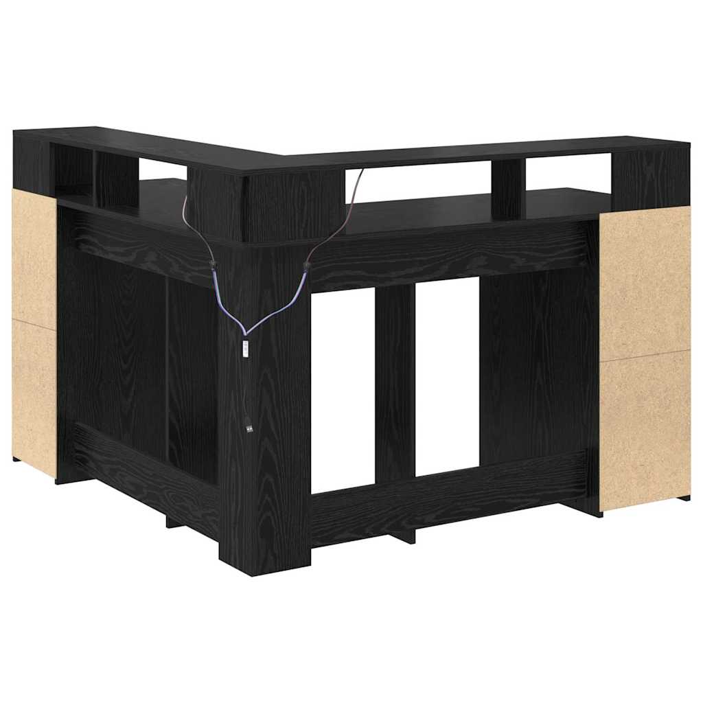 vidaXL Schreibtisch mit Regal Schwarz Eichen-Optik 130 x 130 x 91 cm