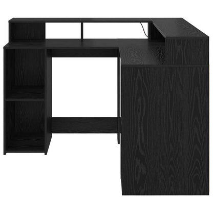 vidaXL Schreibtisch mit Regal Schwarz Eichen-Optik 130 x 130 x 91 cm