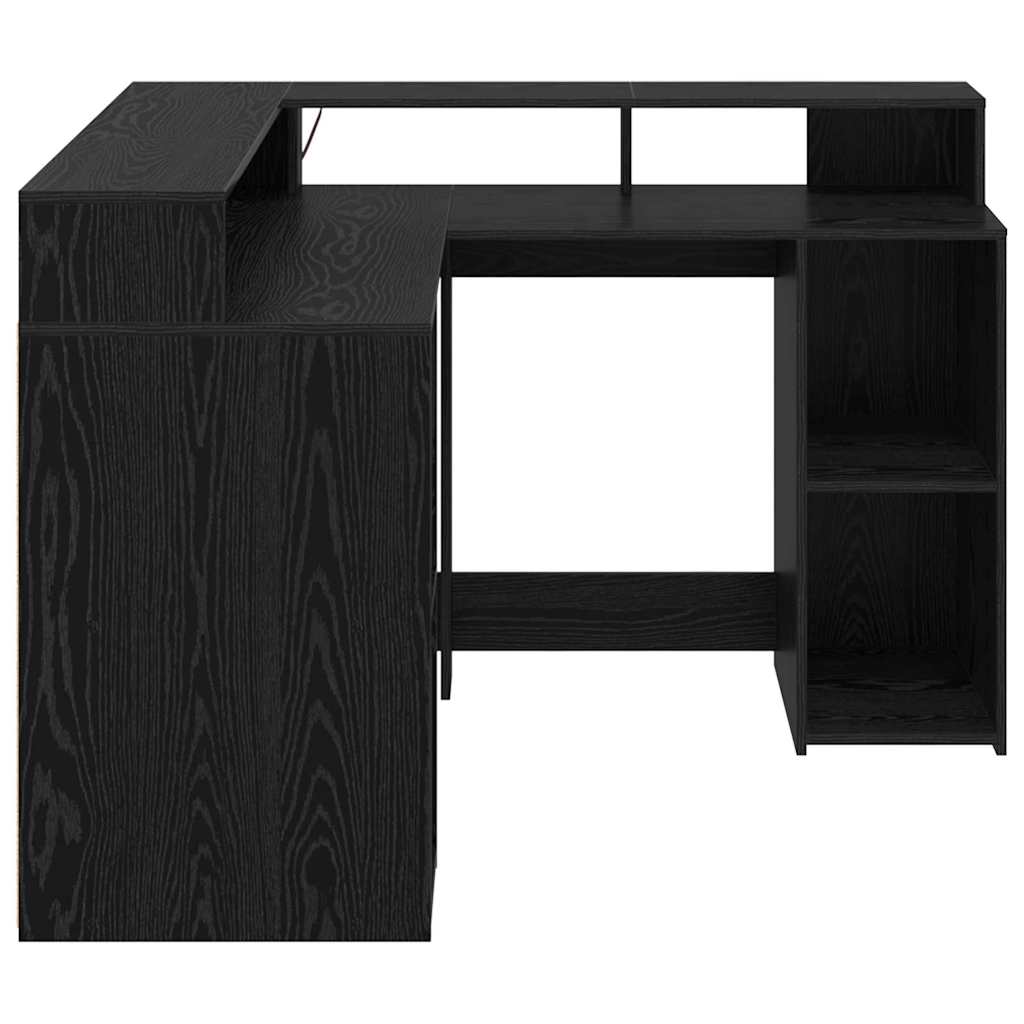 vidaXL Schreibtisch mit Regal Schwarz Eichen-Optik 130 x 130 x 91 cm