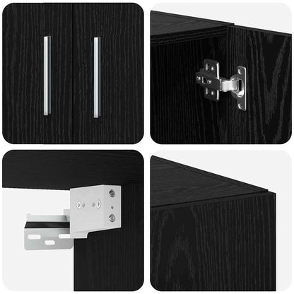 Aufbewahrungsschrank 3 pcs Schwarz Eichen-Optik