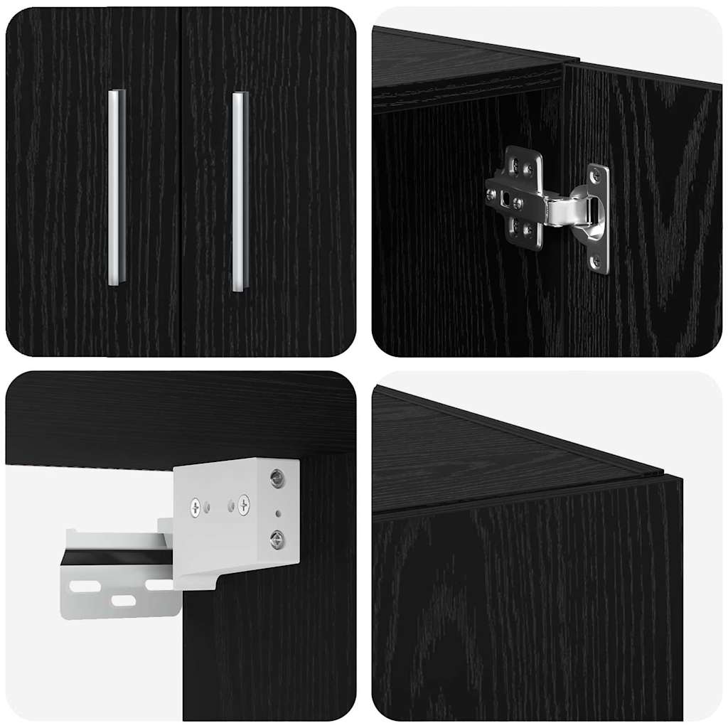 vidaXL Meuble de rangement 3 pcs Noir aspect chêne