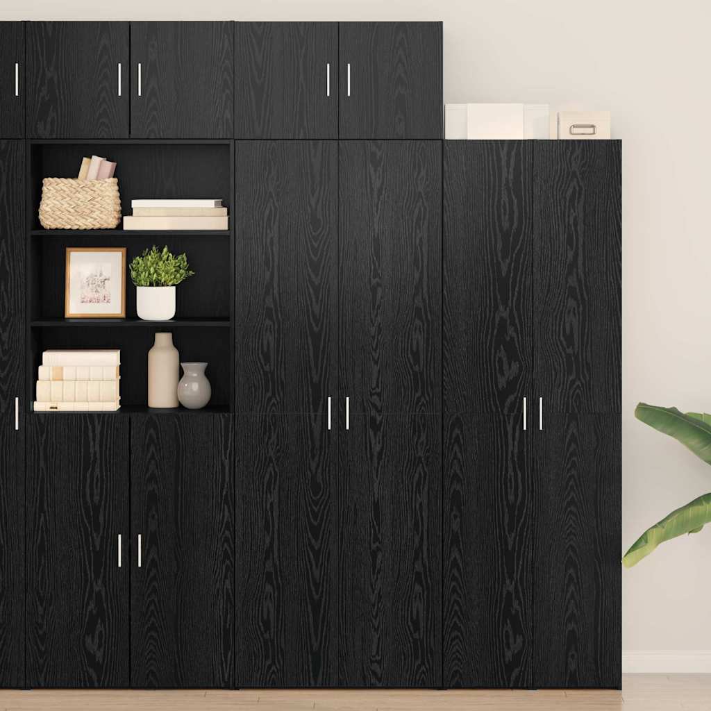 vidaXL Meuble de rangement 3 pcs Noir aspect chêne
