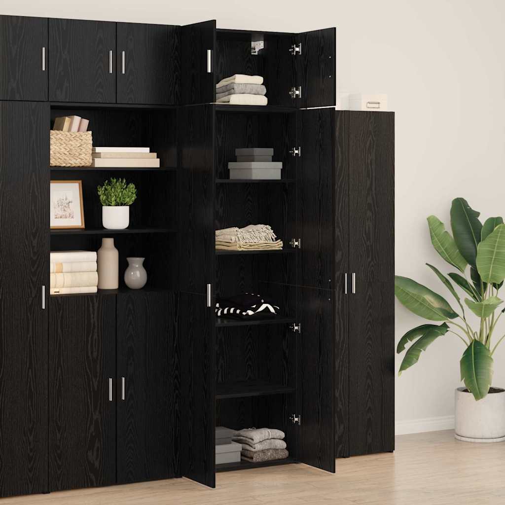 vidaXL Meuble de rangement 3 pcs Noir aspect chêne