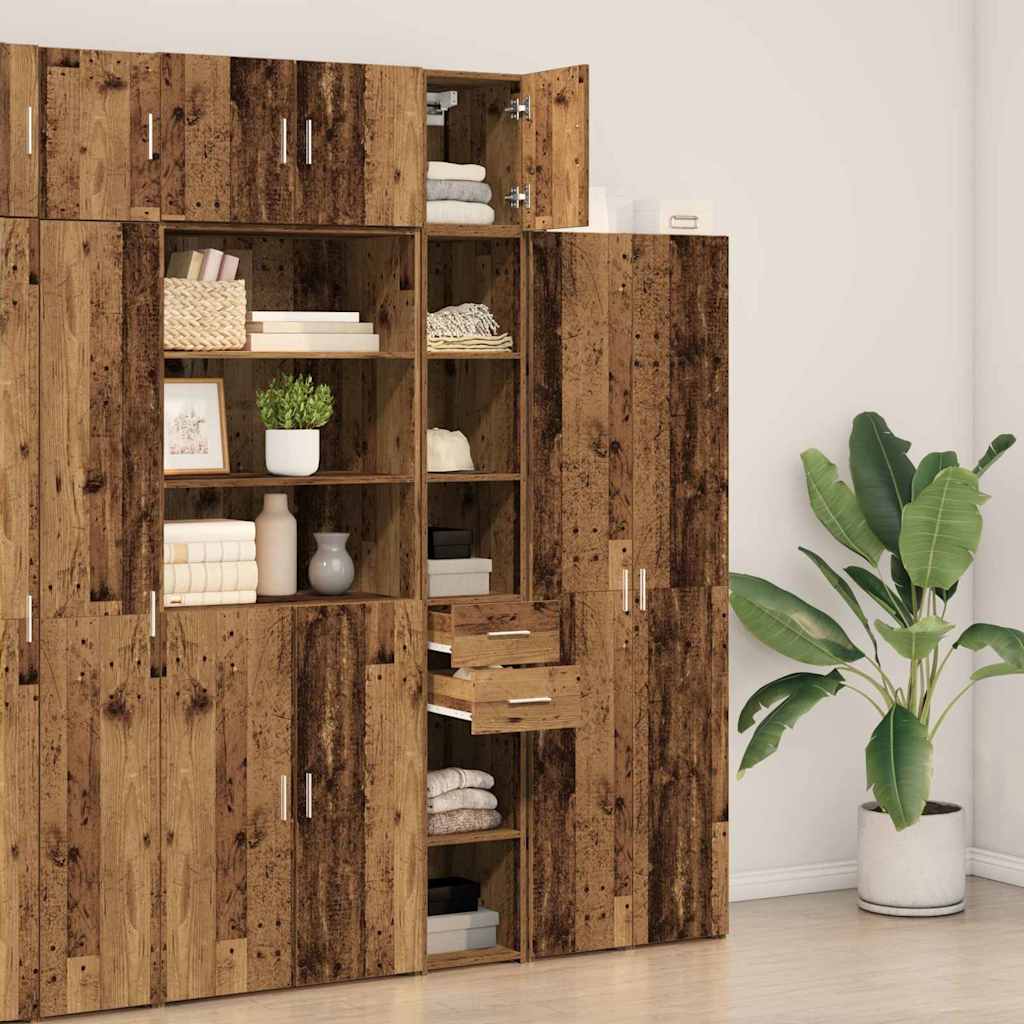 vidaXL Aufbewahrungsschrank 2 pcs Altholz 30 x 42,5 x 225 cm