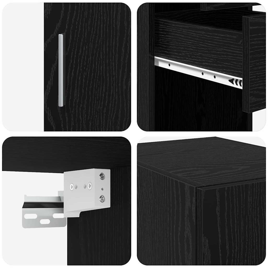 vidaXL Meuble de rangement à tiroirs 2 pcs Noir aspect chêne