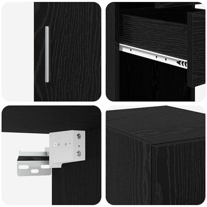 vidaXL Meuble de rangement à tiroirs 2 pcs Noir aspect chêne