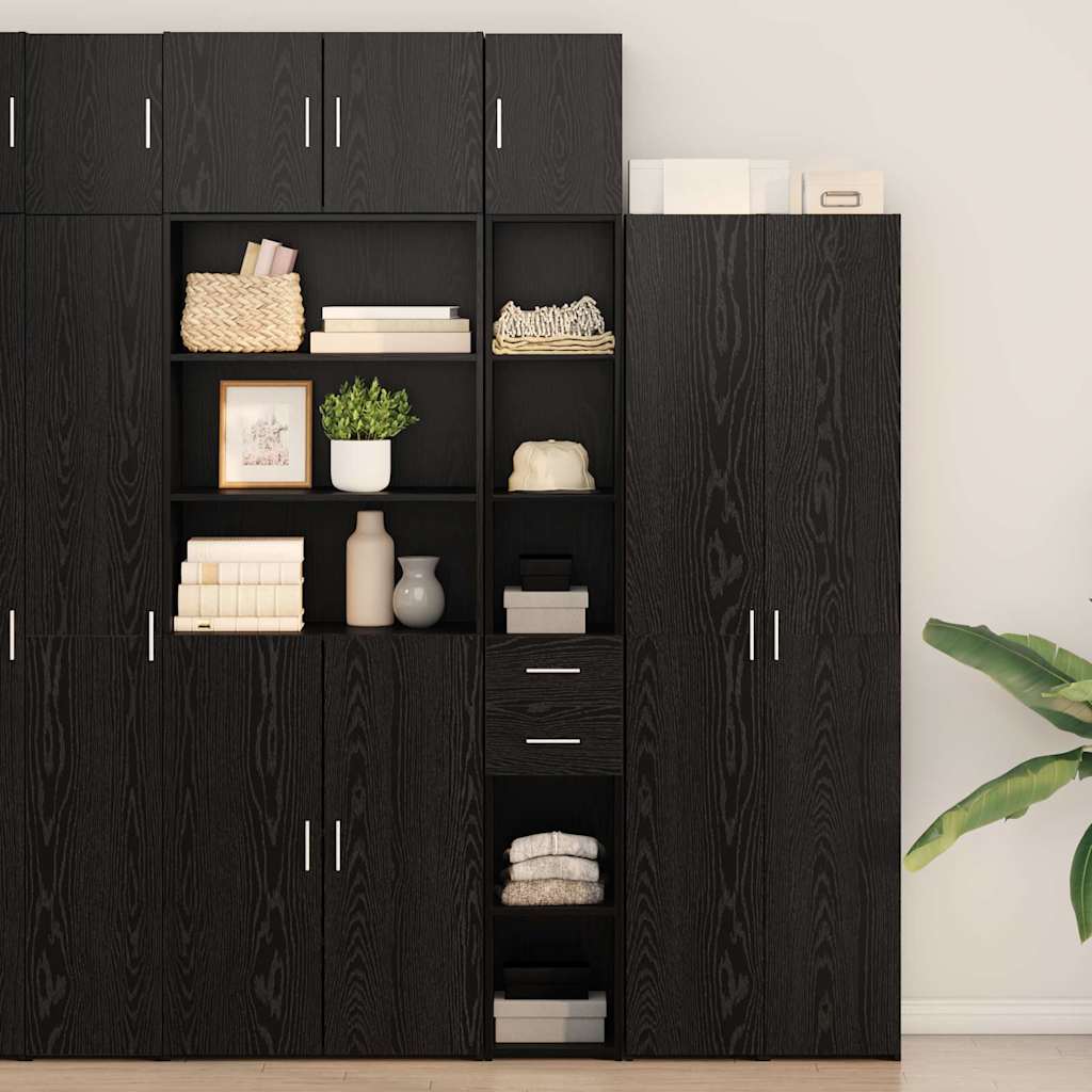 vidaXL Meuble de rangement à tiroirs 2 pcs Noir aspect chêne
