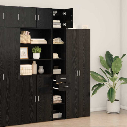 vidaXL Meuble de rangement à tiroirs 2 pcs Noir aspect chêne
