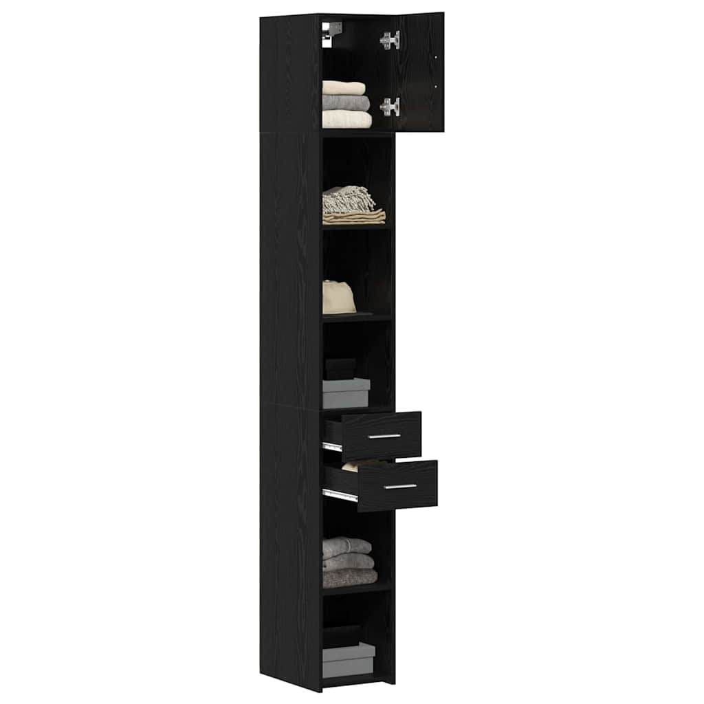 vidaXL Meuble de rangement à tiroirs 2 pcs Noir aspect chêne