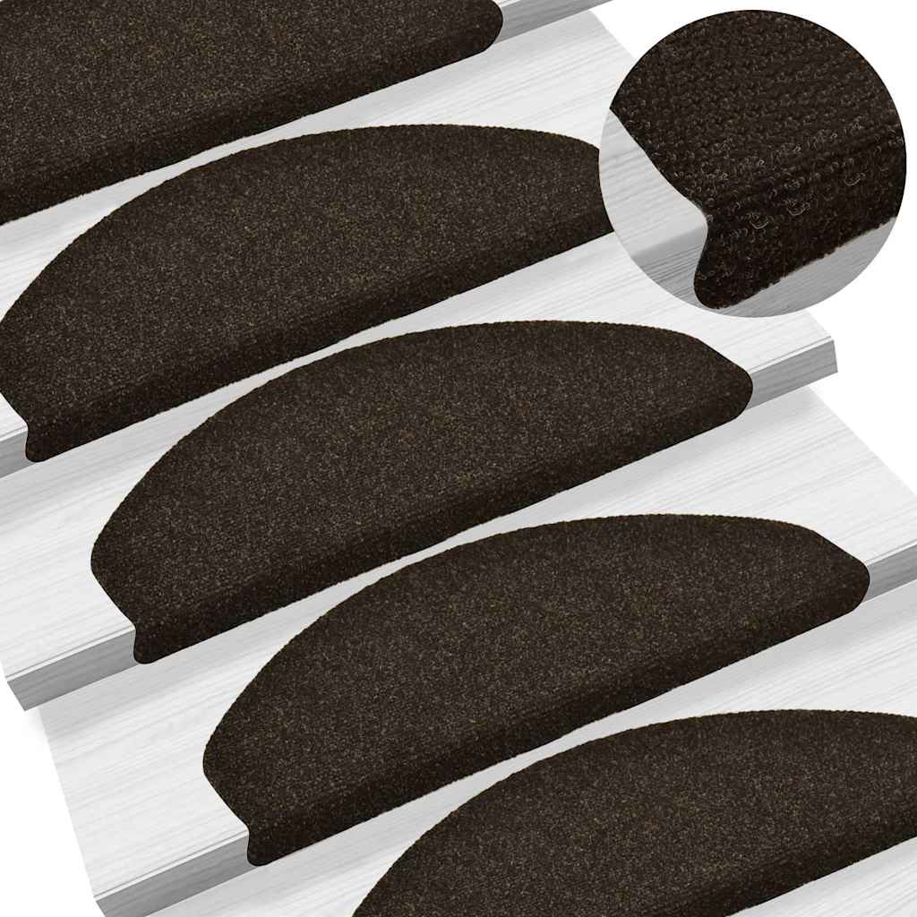 vidaXL Stufenmatten Selbstklebend 20 Stk. 65x21x4 cm Dunkelbraun Halbrund Groß