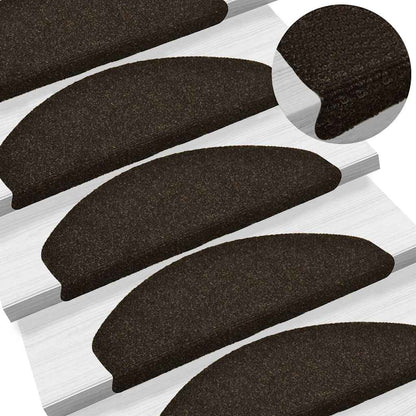 vidaXL Stufenmatten Selbstklebend 20 Stk. 65x21x4 cm Dunkelbraun Halbrund Groß